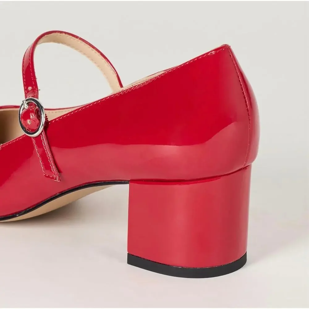 The Drop Women's Red Heeled Mary Janes